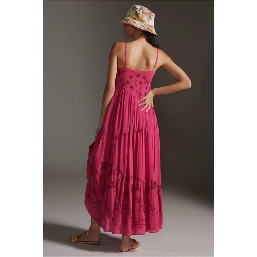 Anthropologie Samant Chauhan Asymmetrical Maxi Dress in Pink Size M - Picture 5 of 10